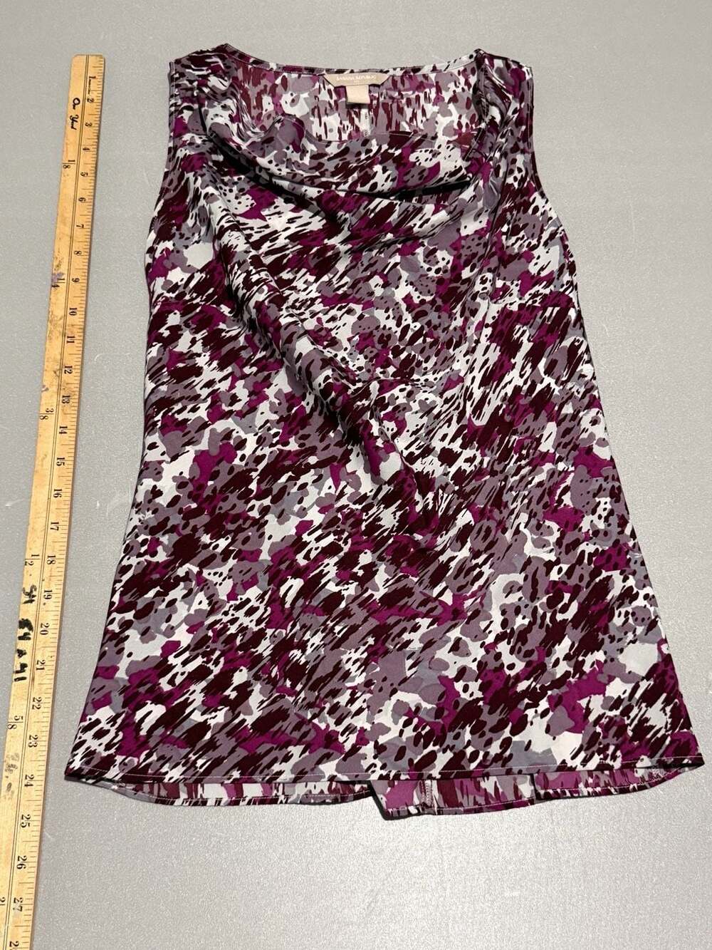 Banana Republic Cowl Neck Sleeveless Blouse Size S Purple Abstract